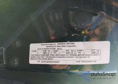 2012 Chevrolet Camaro 2Lt from USA, damaged, VIN 2G1FC3D38C9109560